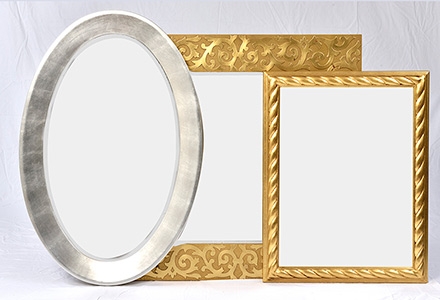 Klassiske stilfulde spejle i guld og sølv